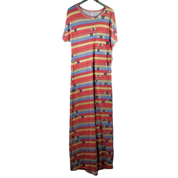 LulaRoe Maria Stars & Stripes Maxi Dress XL NWT - Picture 1 of 9